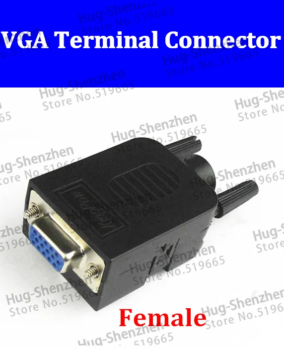

DB15 female 3 Row 15 Pin VGA Plug Breakout Terminals Board Connector Screw Type Black Plastic Cover 25pcs