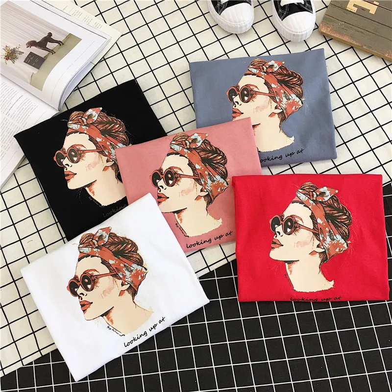 Женская футболка с коротким рукавом Повседневная хлопковая Футболка розового