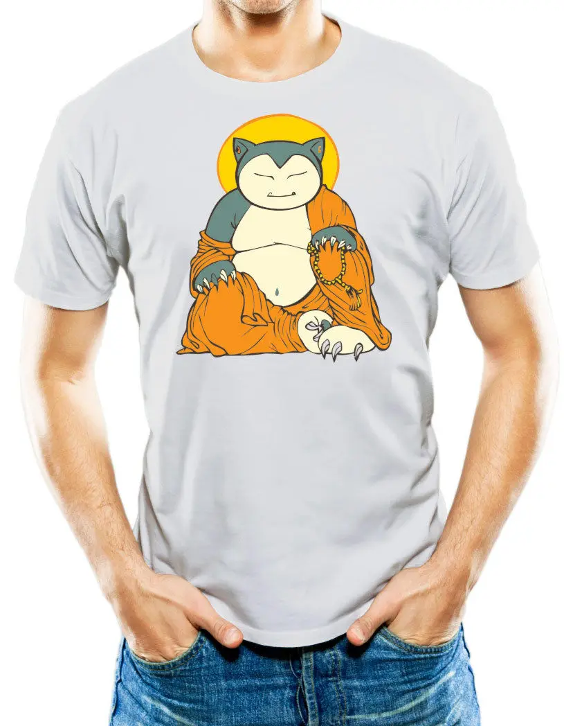 Будха Snorlax 100% Мягкий хлопок футболка | Мужская одежда