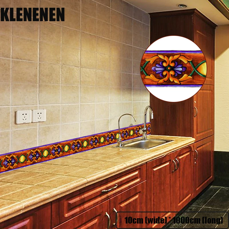 

KLG-003 Self-adhesive Wallpaper Decor Wall Sticker Waistline Stickers PVC Waist Line Bathroom kitchen Tile Stickers wallpaper