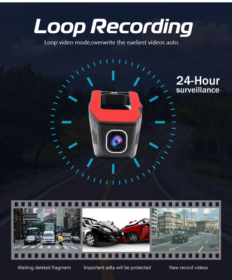 Новинка HD 1080P Автомобильный Wifi DVR рекордер Универсальная автомобильная камера 170 градусов Поддержка приложения управление автомобилем gps камера Ночной версии