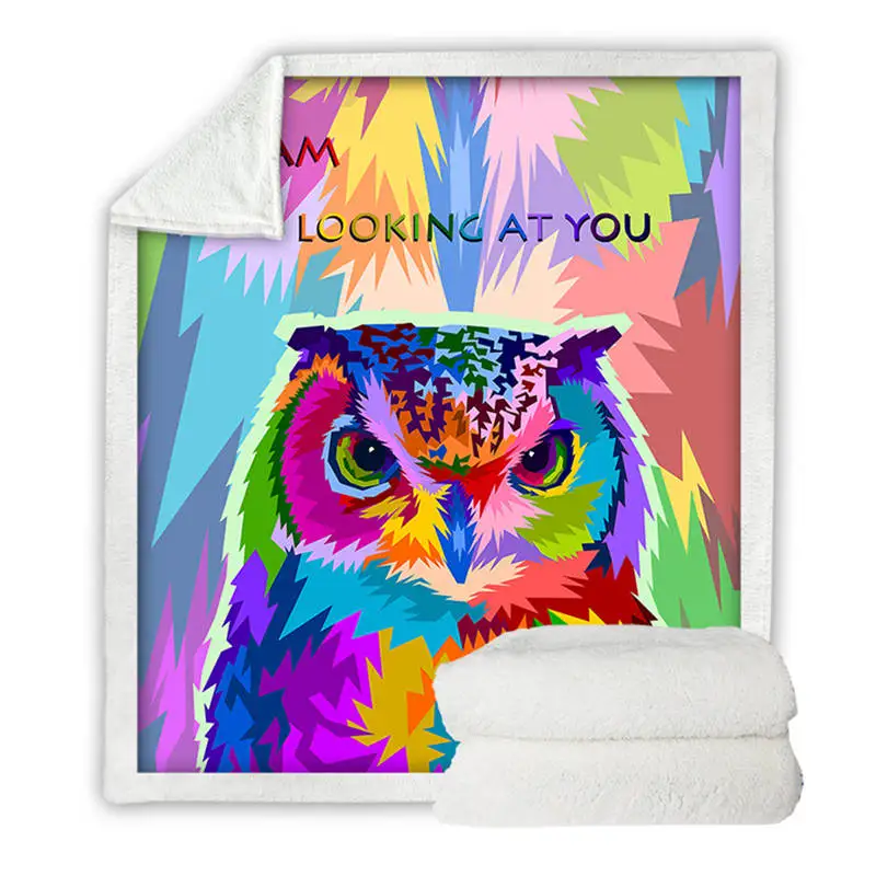 Owl 003 BeddingOutlet пушистое одеяло с совами, красочное пушистое одеяло с птицами, шерпа, акварельные постельные принадлежности, Галактическое одеяло s для кроватей 150x200 см - Цвет: Owl 003