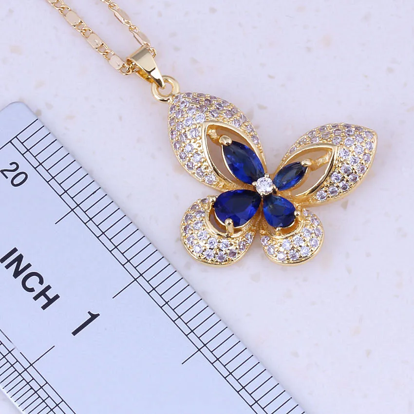 Женский комплект ювелирных изделий ювелирный набор из синего кристалла и белого