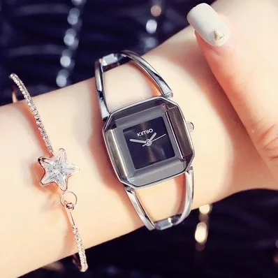 HK Марка Кимио роскошные часы Для женщин квадратный Нержавеющая сталь женская