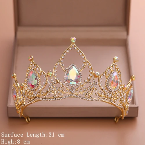 Gold Color Хрустальные Свадебные короны для невесты, корона для волос, тиара, золотые свадебные аксессуары для волос, Хрустальная свадебная тиара для женщин, свадебные украшения для волос - Окраска металла: Gold Color