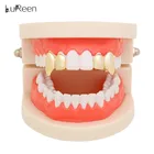 LuReen 2 шт.компл. в стиле хип-хоп, мужские Зубные коронки золотого и серебряного цвета, вампирские клыки, двойные шапки для рэпера, гриля, украшения для зубов