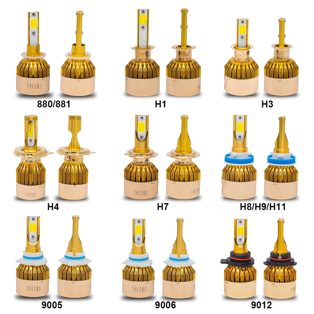 Yhkoms фар автомобиля H4 LED H7 светодиодные лампы 3000 К 6000 К H1 H3 H8 H11 9005 HB3 9006 HB4 880 881 H27 LED двойной Цвет цвет: желтый, белый свет
