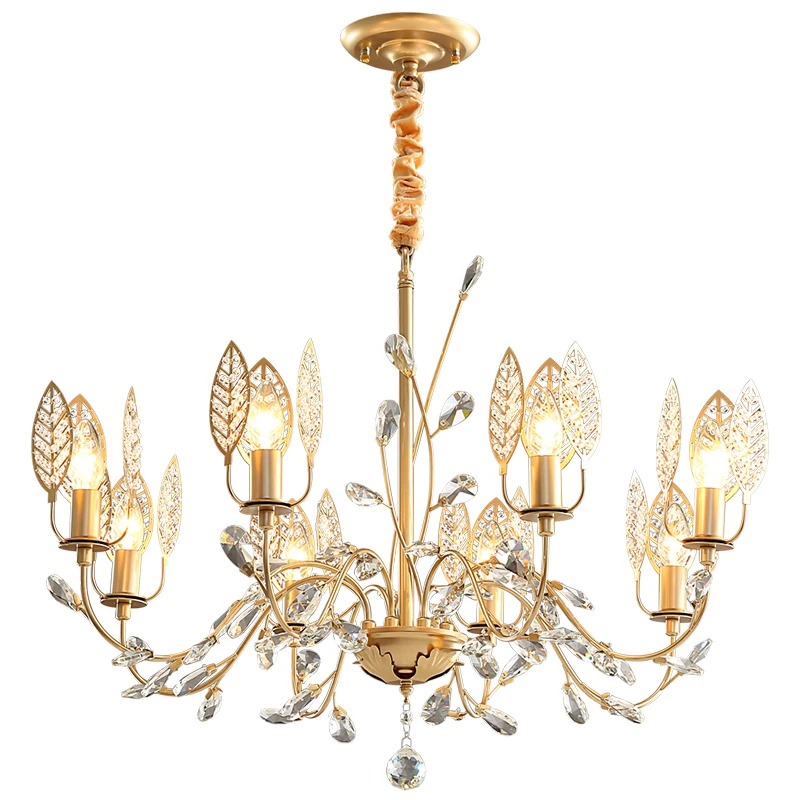 Современная светодиодная люстра с золотым гальваническим листом Lustre K9 Cristal