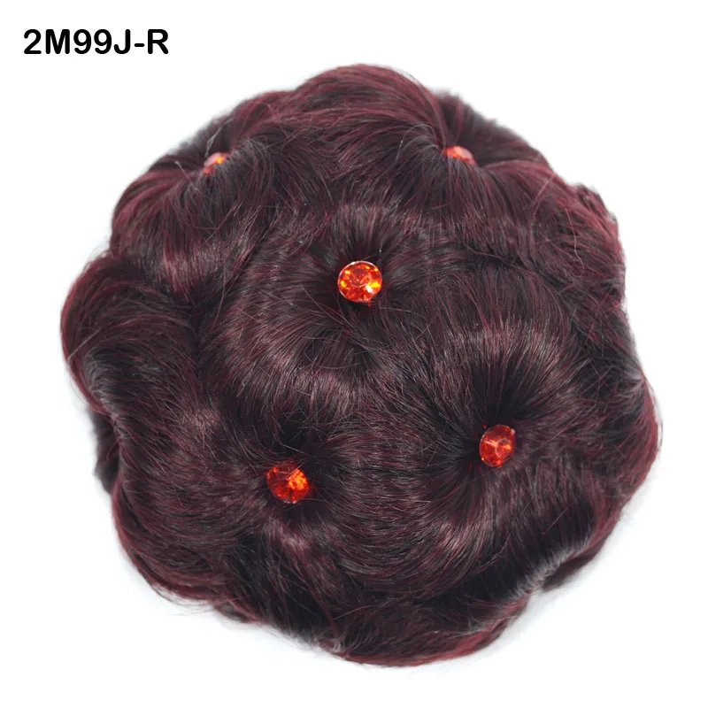 Jeedou синтетический шиньон с алмазной клипсой на накладной пучок для волос Updos 75 г круглые цветы пончик Черный Brwon цвет женские волосы - Цвет: 2M99J-R