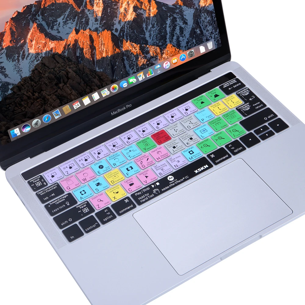 Чехол XSKN для клавиатуры с эффектами Adobe After Macbook 13 15 A1706 A1707 (выпуск 2016 Touch ID)