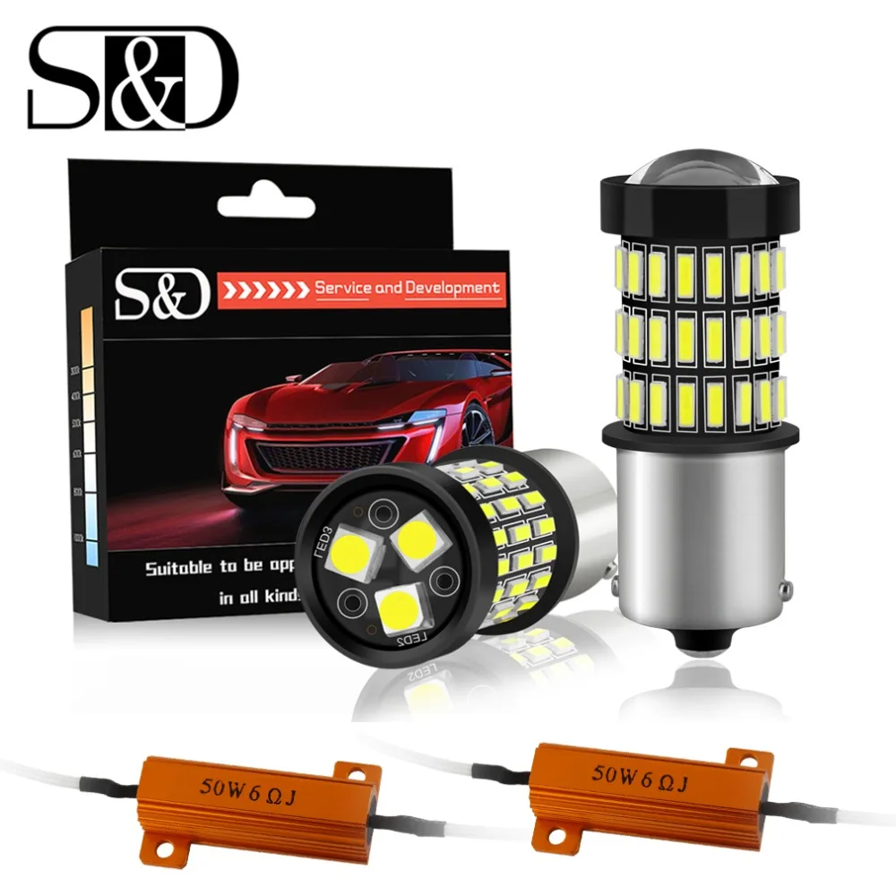 2 шт. Автомобильные светодиодные лампы 1156 BA15S P21W BAU15S PY21W BAY15D LED 1157 P21/5W R5W|Сигнальная