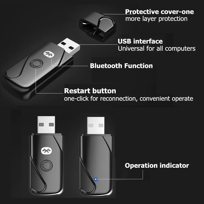 Беспроводной usb-адаптер Bluetooth 4,2 Bluetooth ключ Музыкальный звуковой приемник адаптер Bluetooth передатчик для компьютера ПК ноутбука