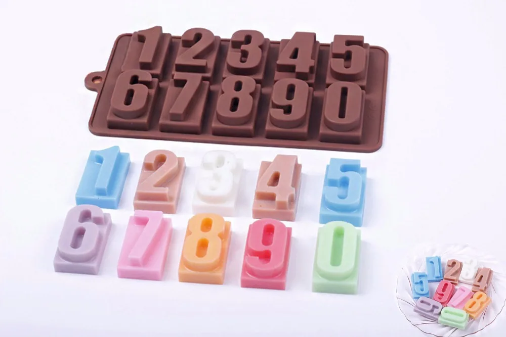 

Silicone Numbers Chocolate Moulds Cookies Mold 3D Digital Shape Fondant Cake Decorating Tools