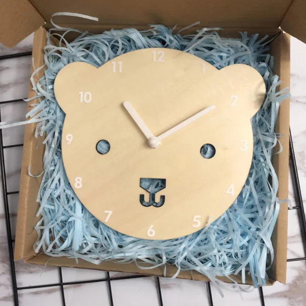 bear A 1 шт мультяшный медведь птица детская комната деревянные настенные часы Скандинавская гостиная украшение медведь немой часы детская комната фотографии реквизит - Цвет: bear A