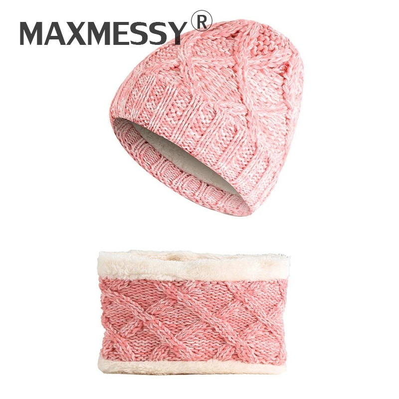 MAXMESSY детей 2 шт. теплая зимняя вязаная шапка шарф Детский комплект для мальчиков и