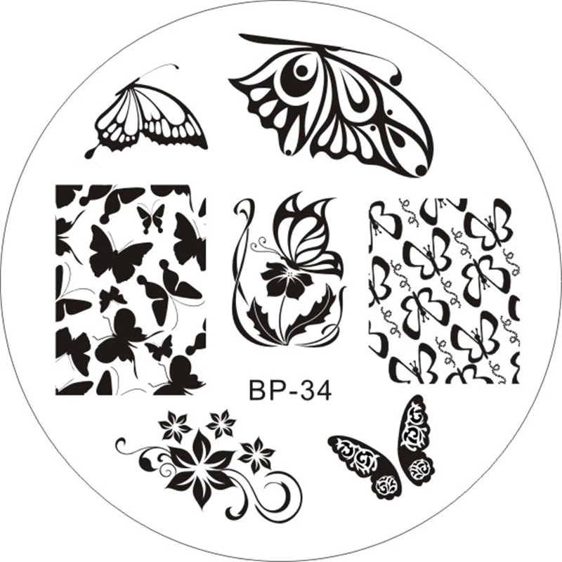 BORN PRETTY романтические узорами бабочки дизайн ногтей штамп шаблон маникюра