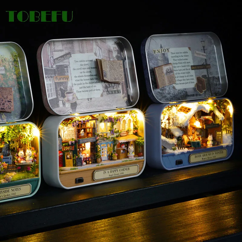 TOBEFU DIY кукла домашняя мебель ностальгические тема миниатюрная сцена Box Theatre