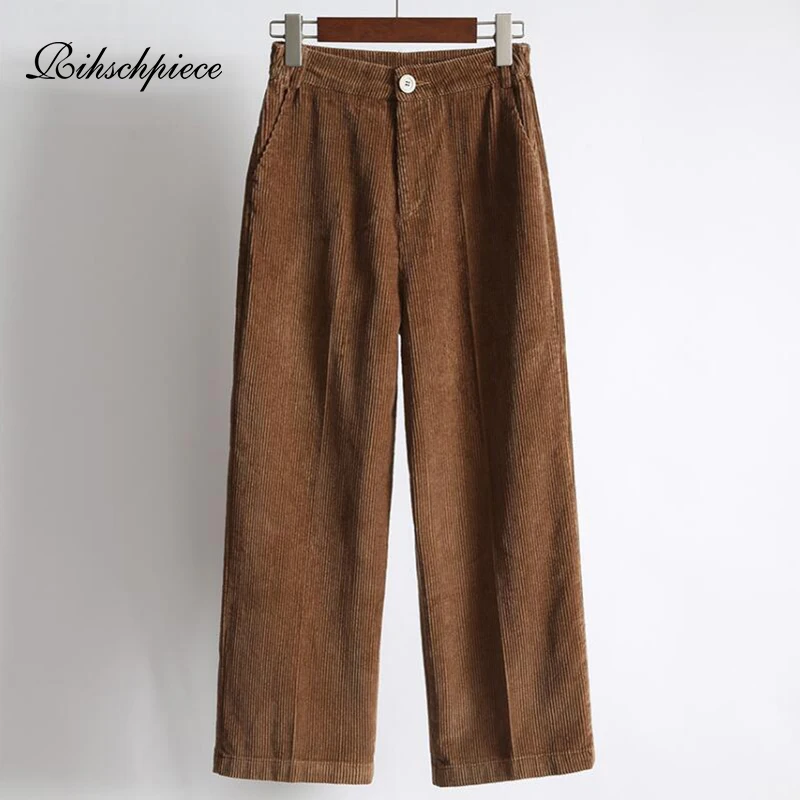 Женские вельветовые штаны rihschшт свободные штаны-шаровары с высокой талией