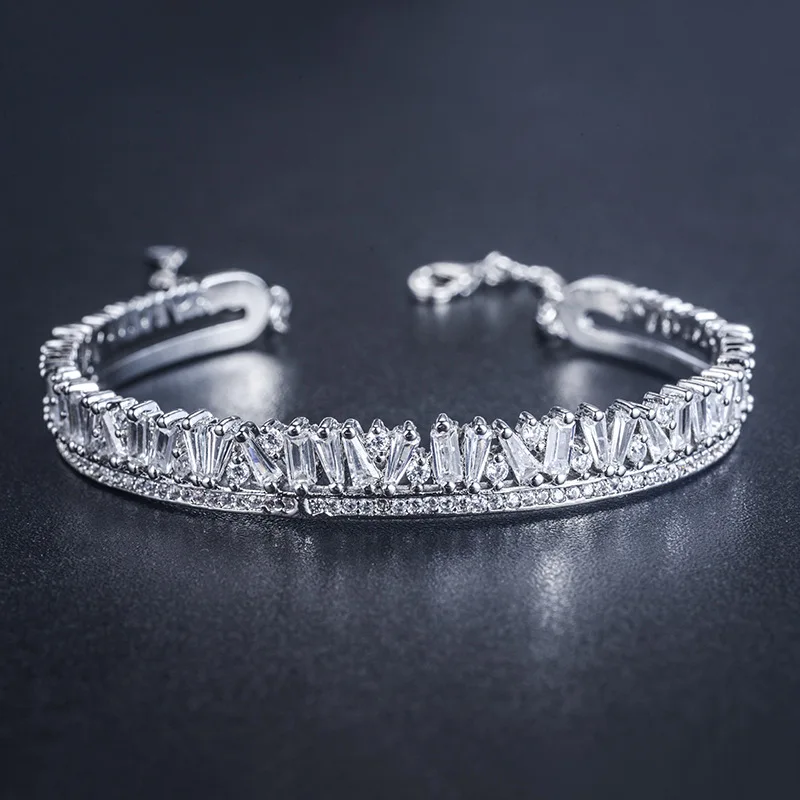 HIBRIDE роскошный дизайн бриллиантовый кубический цирконий багет браслет на