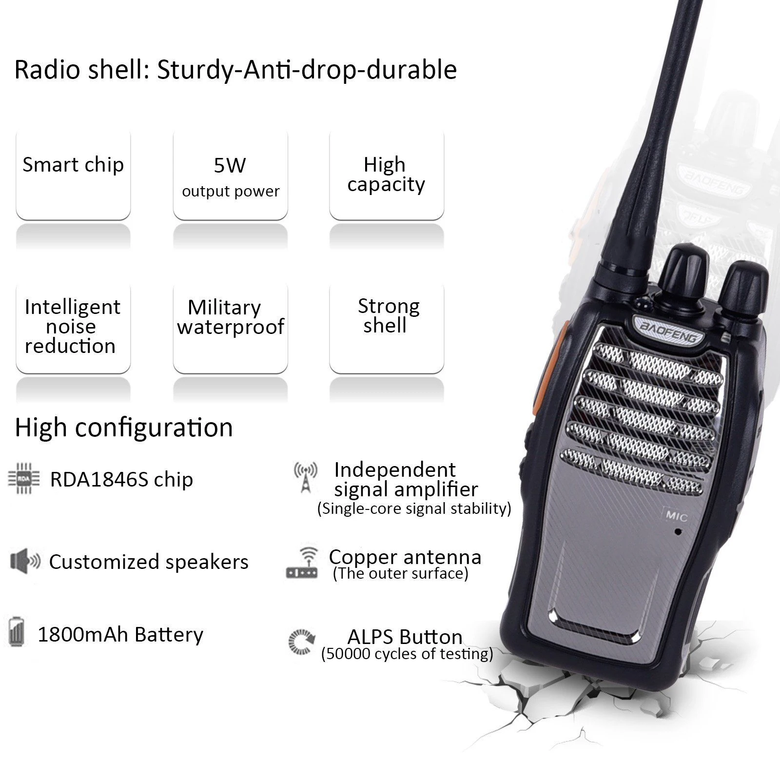 1 шт. Портативный BaoFeng BF-A5 двухстороннее радио Walkie Talkie UHF 400-470 МГц Ручной FM Ham CB радио приемопередатчик Interphone
