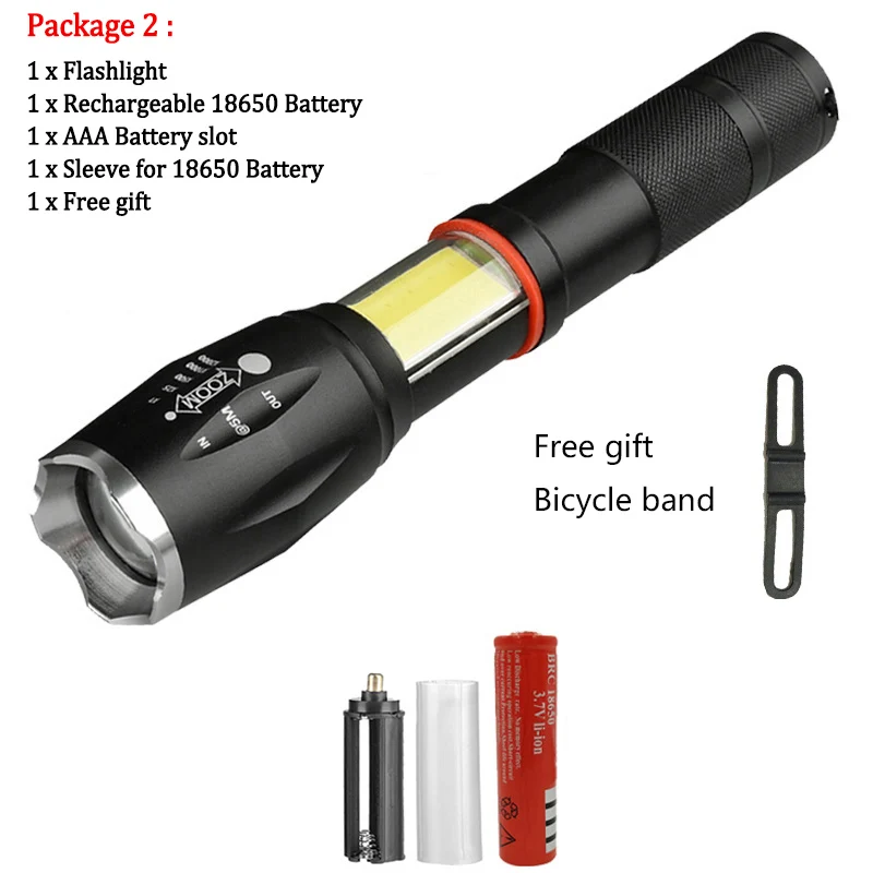 Package 2 Litwod Z40 1005A светодиодный фонарик факел 8000LM CREE XML L2 многофункциональная Скрытая COB дизайн фонарик хвост супер магнит дизайн - Испускаемый цвет: Package 2