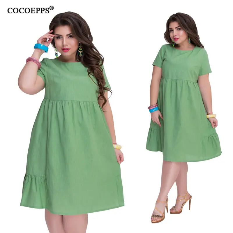 COCOEPPS 5XL 6XL 2019 Новое поступление большой Размеры Лето Для женщин свободное платье