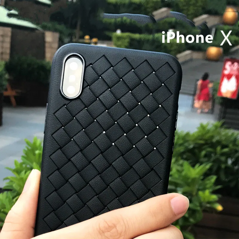 Чехол для мобильного телефона модный новый iPhone 7 6 s 8 X кожаный чехол сетчатый