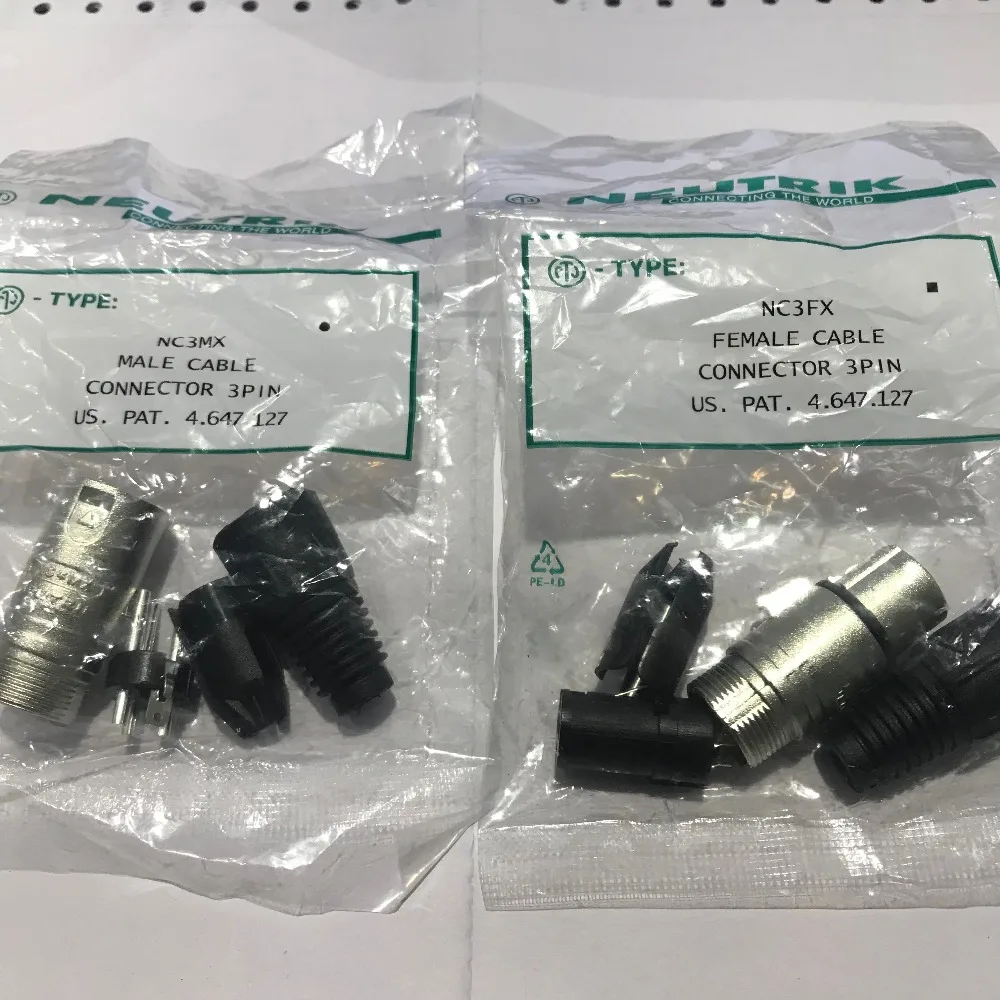 

Брендовый коннектор NC3MX & NC3FX Male et femelle Un ensemble, 3 ядра, соединитель кабеля с никелированным корпусом и посеребренным покрытием