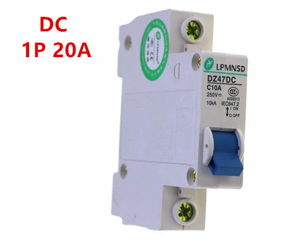 DZ47 DC 1P 20A 250V фотогальванический солнечный Автоматический выключатель воздушный |