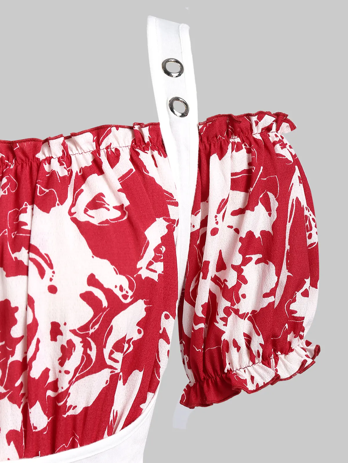 ROSEGAL размера плюс с открытыми плечами Цветочное платье со шнуровкой Топ короткий