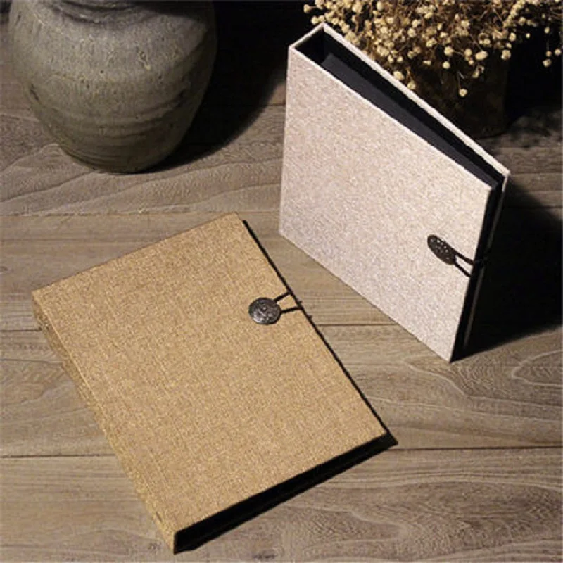 Простой льняной чехол сделай сам фотоальбом ручной работы с кнопкой