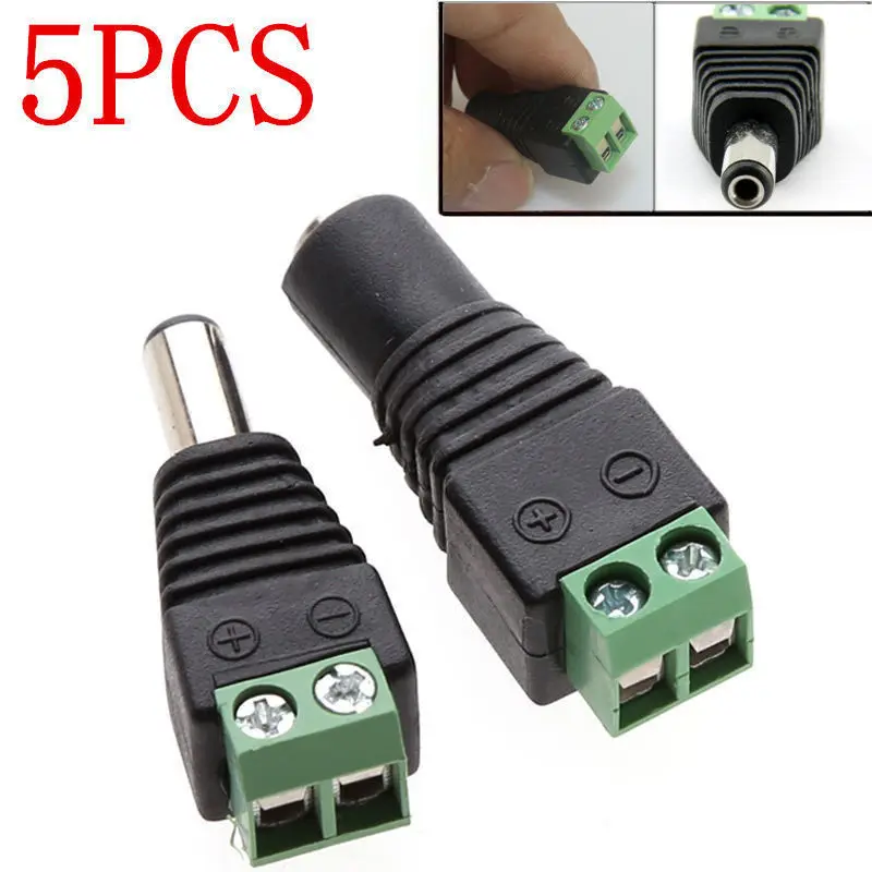 

NEW 10PCS/LOT DC12V Male/Female Power Supply Plug Adapter Connector for 5050 3528 LED Strip Light BZ