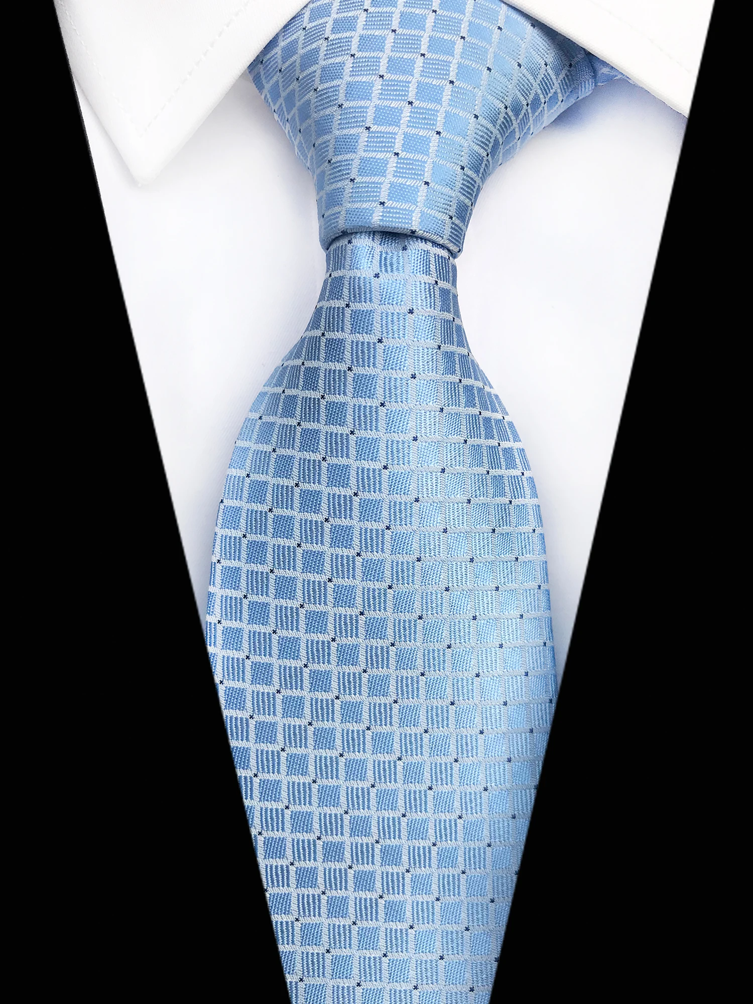 Silver Color Man Formal Occasion Tie Unique Design Checkered Grids Necktie | Аксессуары для одежды