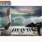 5D Алмазная мозаика, алмазная вышивка, синее море, пиино и красота, Женская Вышивка крестиком, украшение для дома, подарок