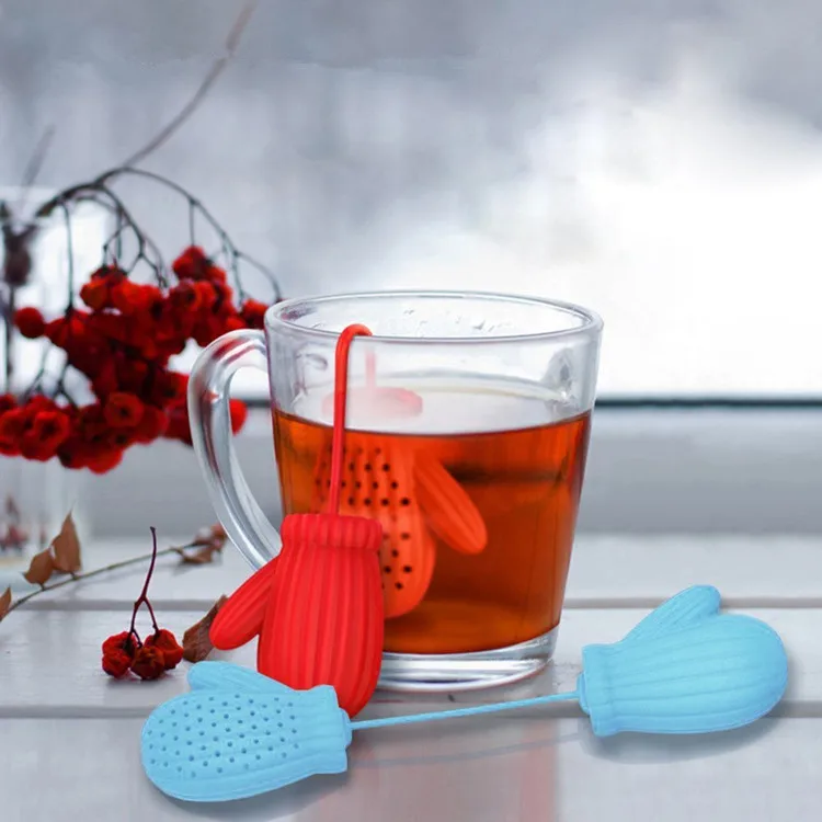 100 шт отец Рождественская рукавица Infuser силиконовый рассыпной чай фильтр
