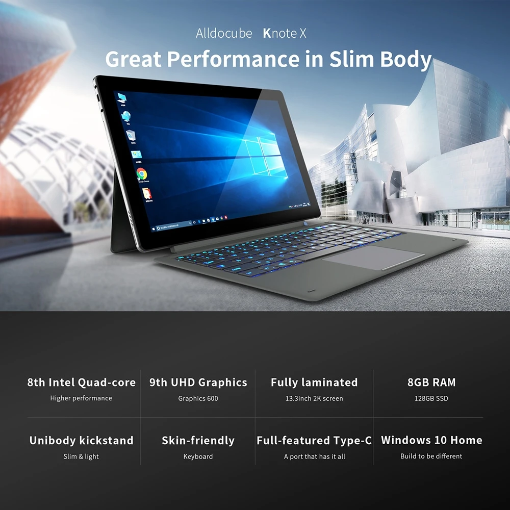 ALLDOCUBE KNote X 2-в-1 планшет 13 3 дюйма 8 ГБ ОЗУ 128 Гб ПЗУ Windows 10 Intel Gemini Lake N4100