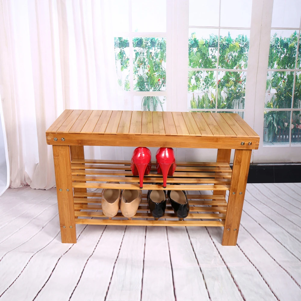 Бамбуковая полка для обуви 2 уровневый органайзер обуви|shoe holder|bamboo shoe rackshoe shelf rack |