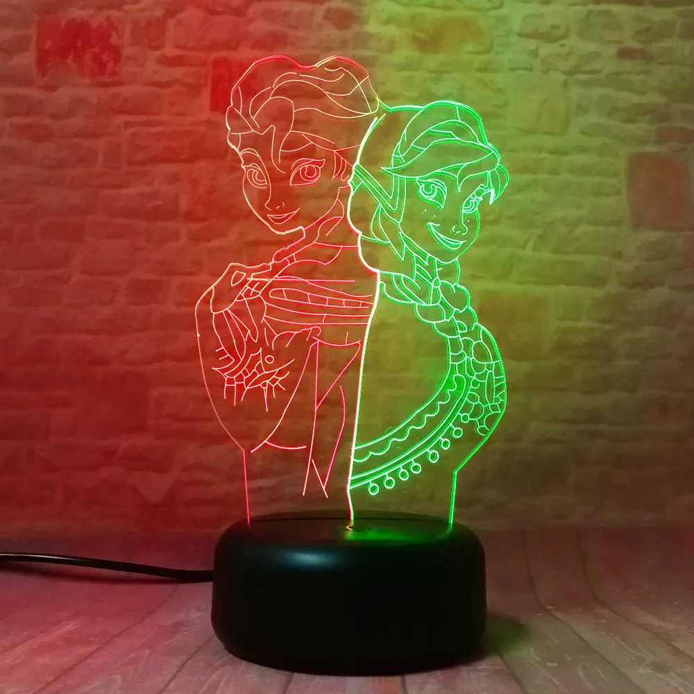 Новый Снежная королева принцесса Эльза Анна фигурка 3D смешанный Ночной