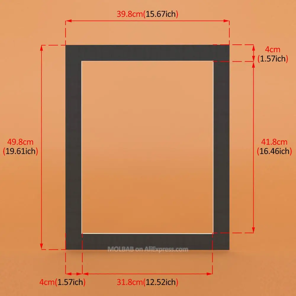 Black Rectangle Белый/черный фотоковрики прямоугольник 20X16 дюймов картон крепления с текстурированной поверхностью фоторамка Passe-Partouts Декор 12 шт./лот - Цвет: Black Rectangle
