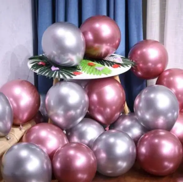silver red 15 шт., 12 дюймов, 10 дюймов, золотые, серебряные, розовые металлические латексные шарики для свадебного украшения, матовые гелиевые шарики, украшение для дня рождения, для взрослых - Цвет: silver red