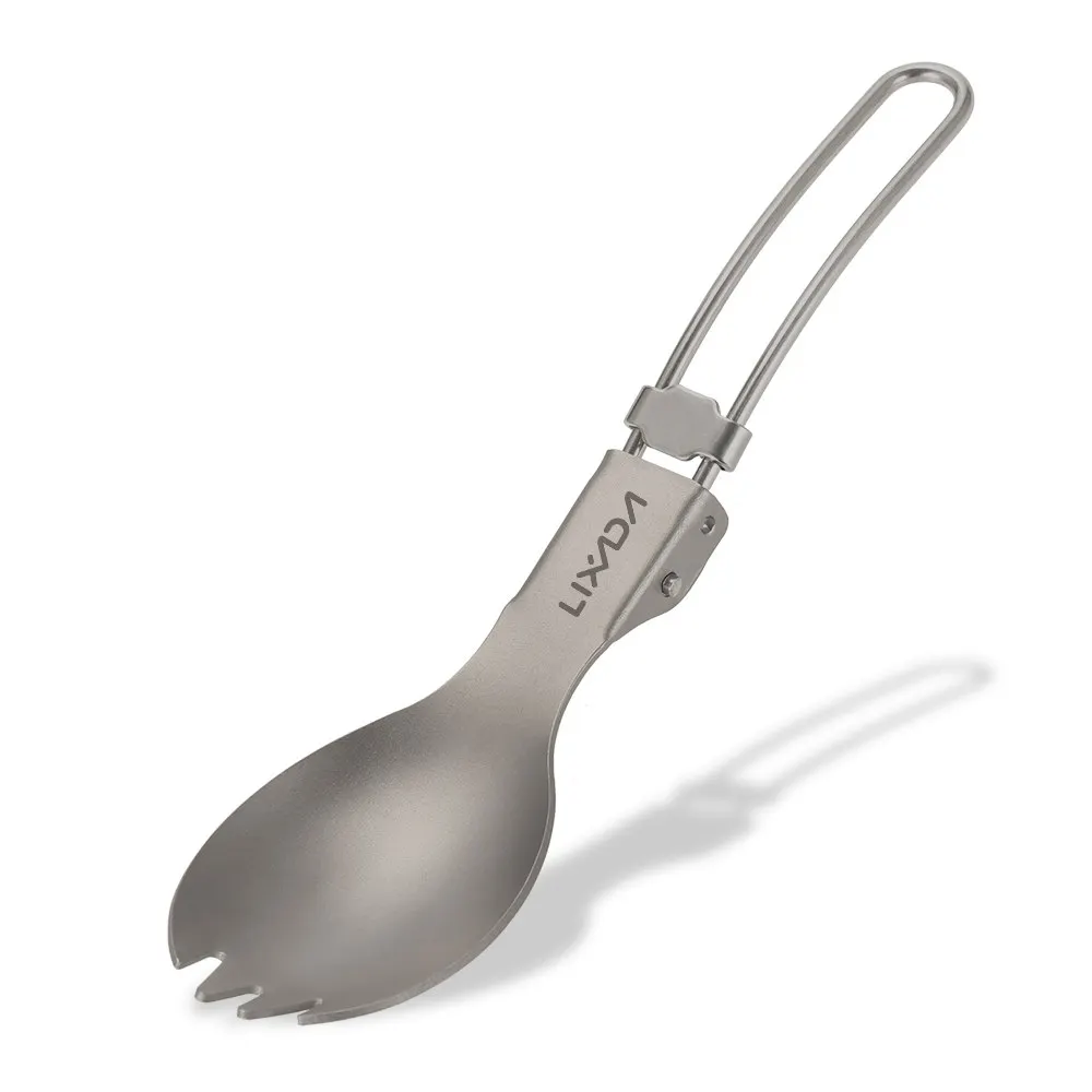 Y6019 Lixada Складная Ложка Вилка титановая Spork походная Посуда Столовые приборы Легкая ручка для пикника Открытый Отдых Путешествия - Цвет: Y6019