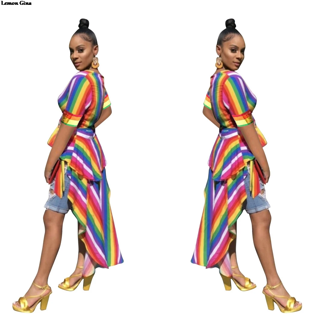 Женские Асимметричные блузы и рубашки с коротким рукавом Lemon Gina асимметричные