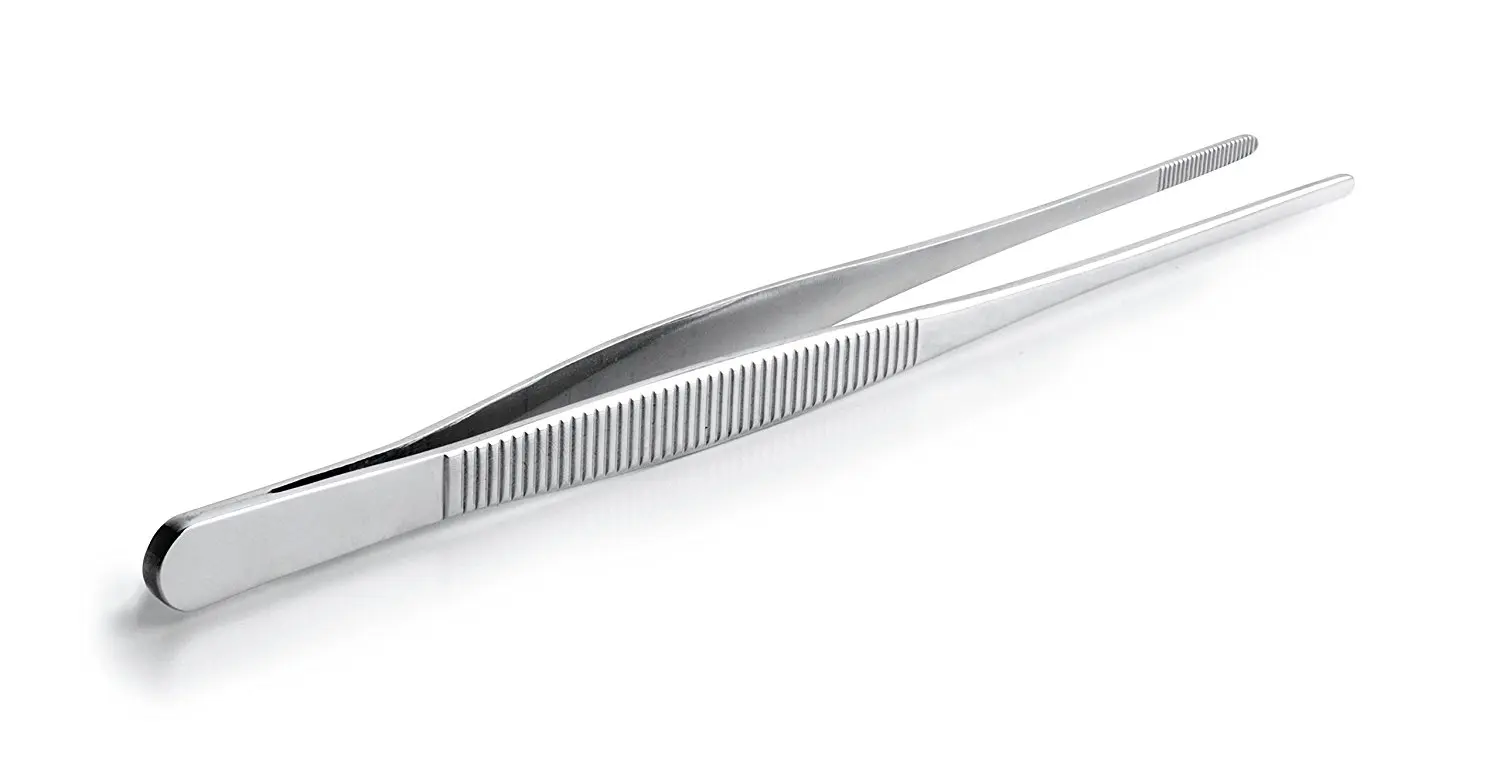 Straight Precision Tong, Silver, 15.5 cm