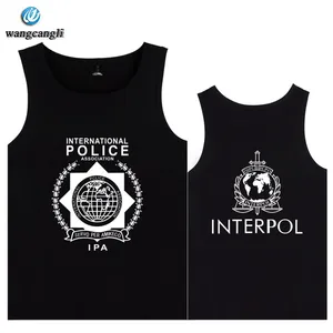 Мужская майка для фитнеса интерпольской международной полиции, модная рубашка без рукавов для бодибилдинга, повседневные майки, летняя безрукавка