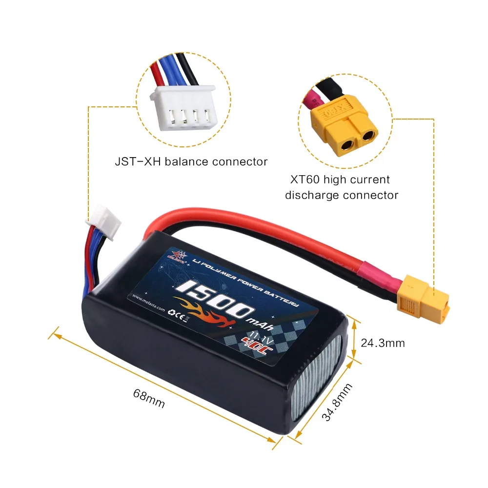 Melasta LiPo аккумулятор 1500 мАч 40C 3S 11 1 В с XT60 для RC самолета Heli самолет гоночный