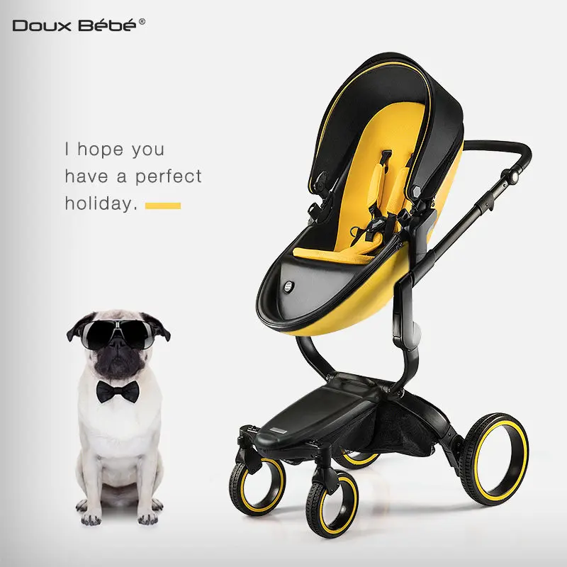 Douxbebe плавник Высокая горизонтальная детская ролик для малышей двухсторонняя раскладная кровать-шезлонг для амортизатор импорт брендовые коляски