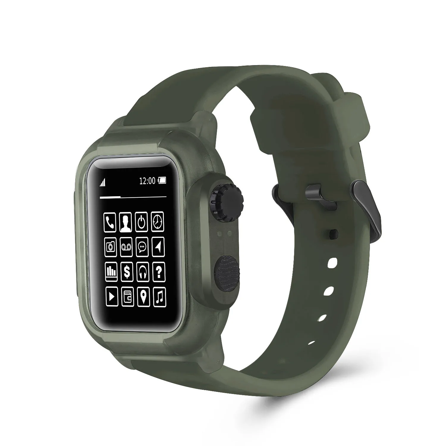 Зеленый Водонепроницаемый ударопрочный чехол для Apple Watch Series 5 4 3 2 Мягкая силиконовая лента для iWatch Band 42 мм 44 мм ремешок - Цвет ремешка: Зеленый