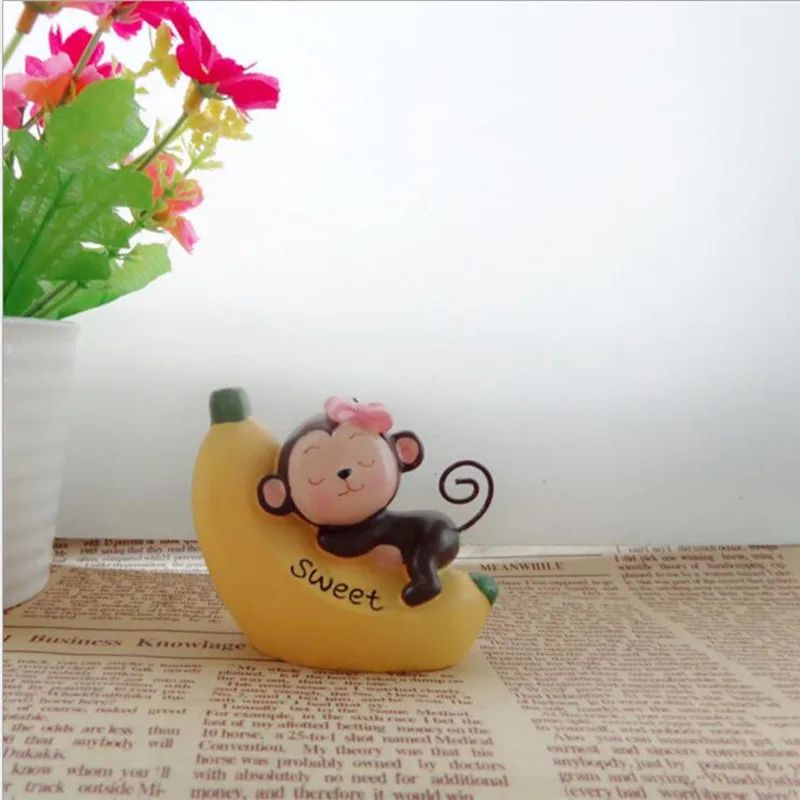 2 шт./компл. милые Искусственные смолы Сладкая обезьяна на банановых фигурок