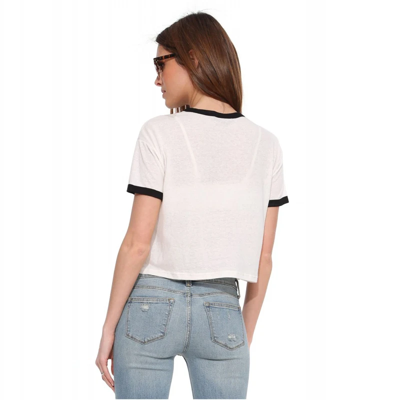 2015 summer new European and American minimalist casual chest letters printed T-shirt Slim female lo shi haoduoyi | Женская одежда