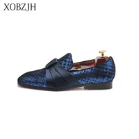 2019 men new dress shoes handmade leisure style wedding party shoes men flats leather blue loafers working shoes big size